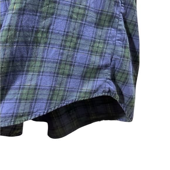 J. Crew metallic gold thread plaid half button down shirt l - Picture 6 of 8